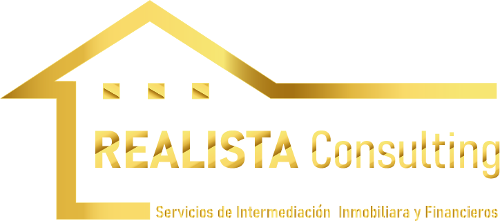 Logotipo dorado de REALISTA Consulting – Servicios de intermediación inmobiliaria y financiera